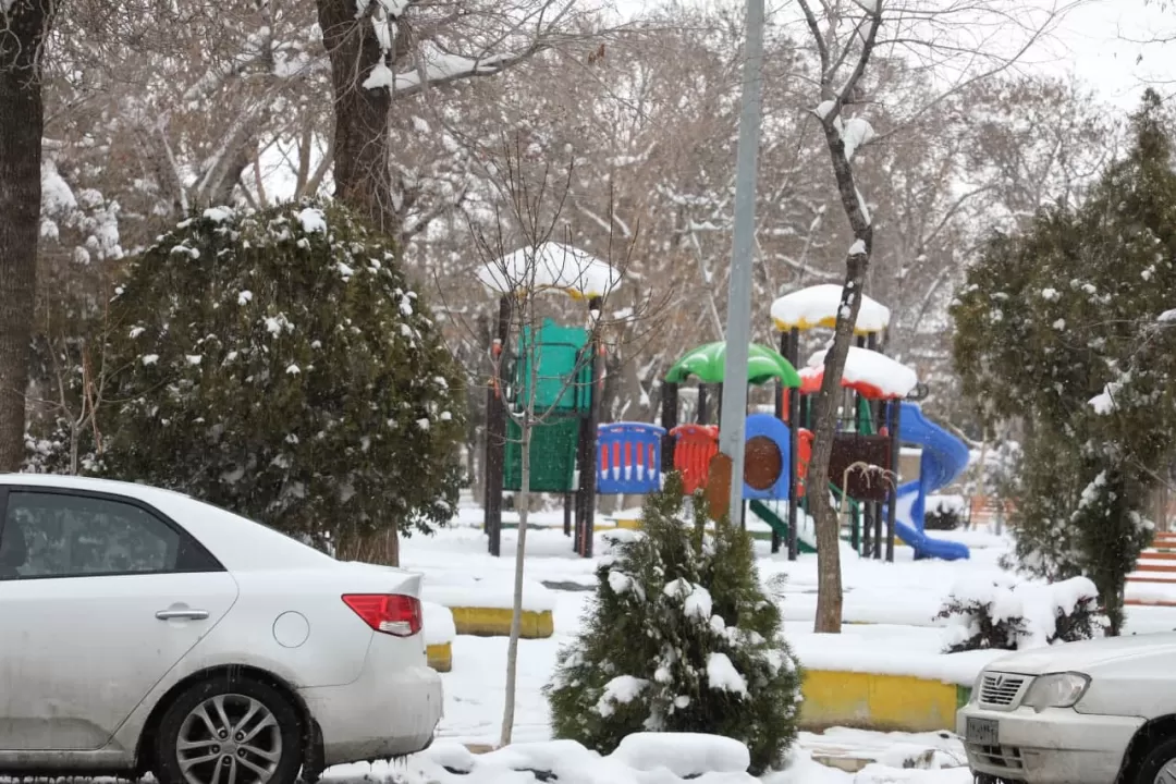 بارش مداوم  برف زمستانی در اراک
