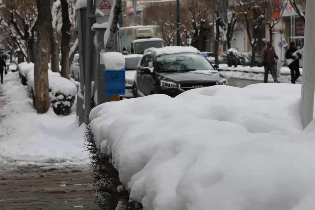 بارش مداوم  برف زمستانی در اراک