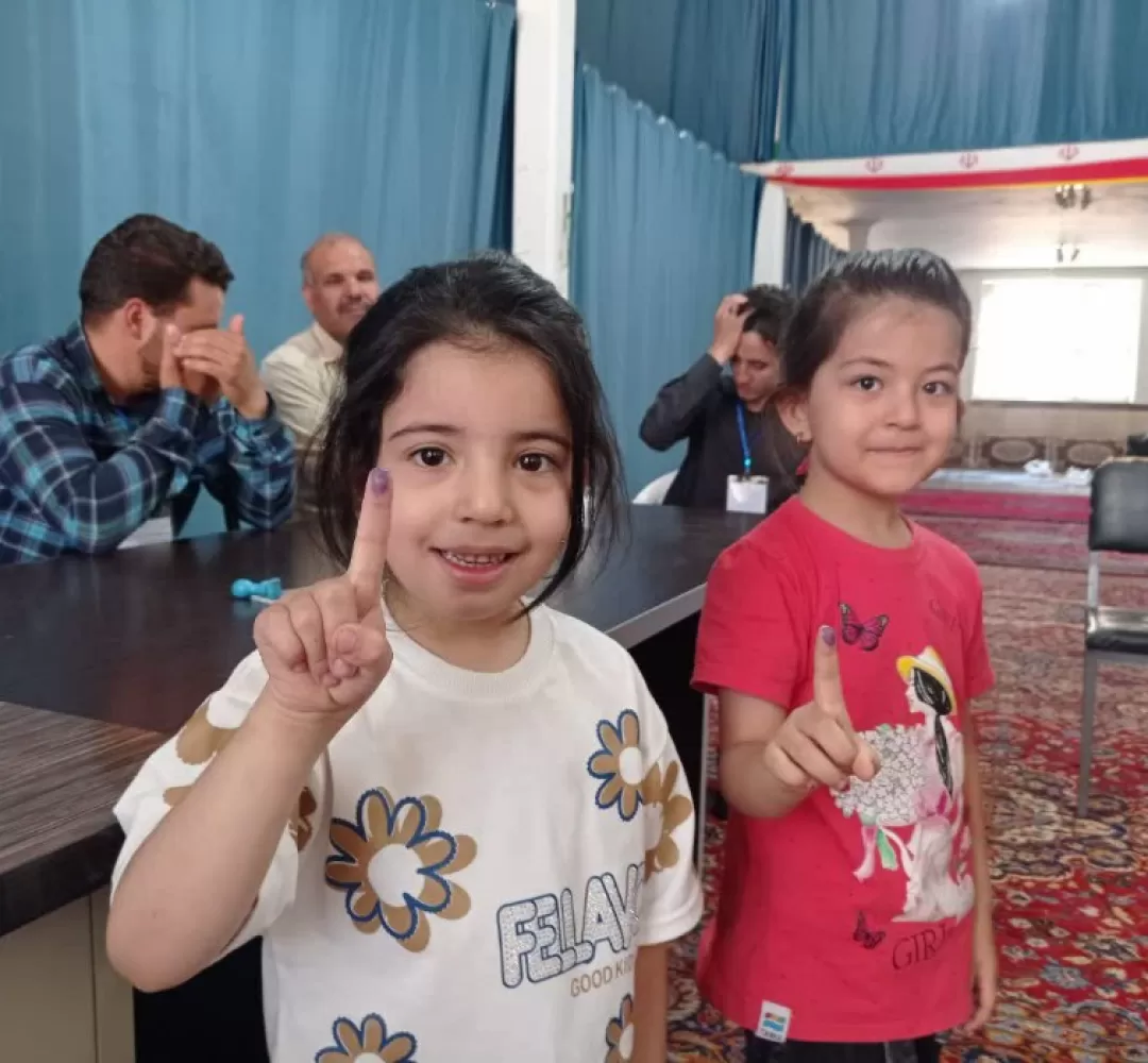 حضور کودکان روستای «آدشته» در انتخابات