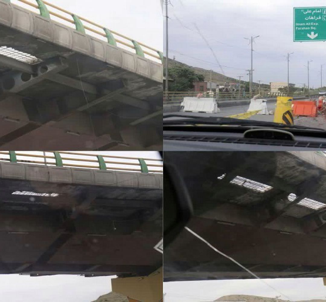 جمع‌آوری کامل عرشه پل بسیج اراک جهت تعمیرات
